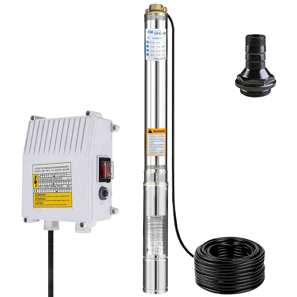 2HP 1500W Submersible Bore Pump 240V Deep Well Water Borehole