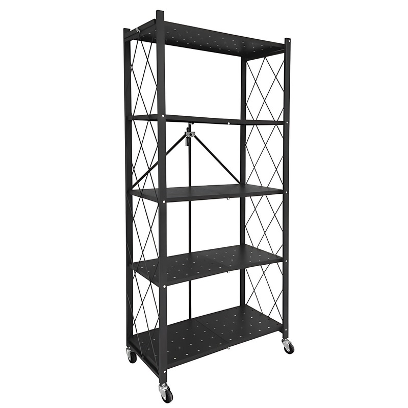 Buy 5 Tier Foldable Shelf Metal Display Rack Floor Standing Storage ...