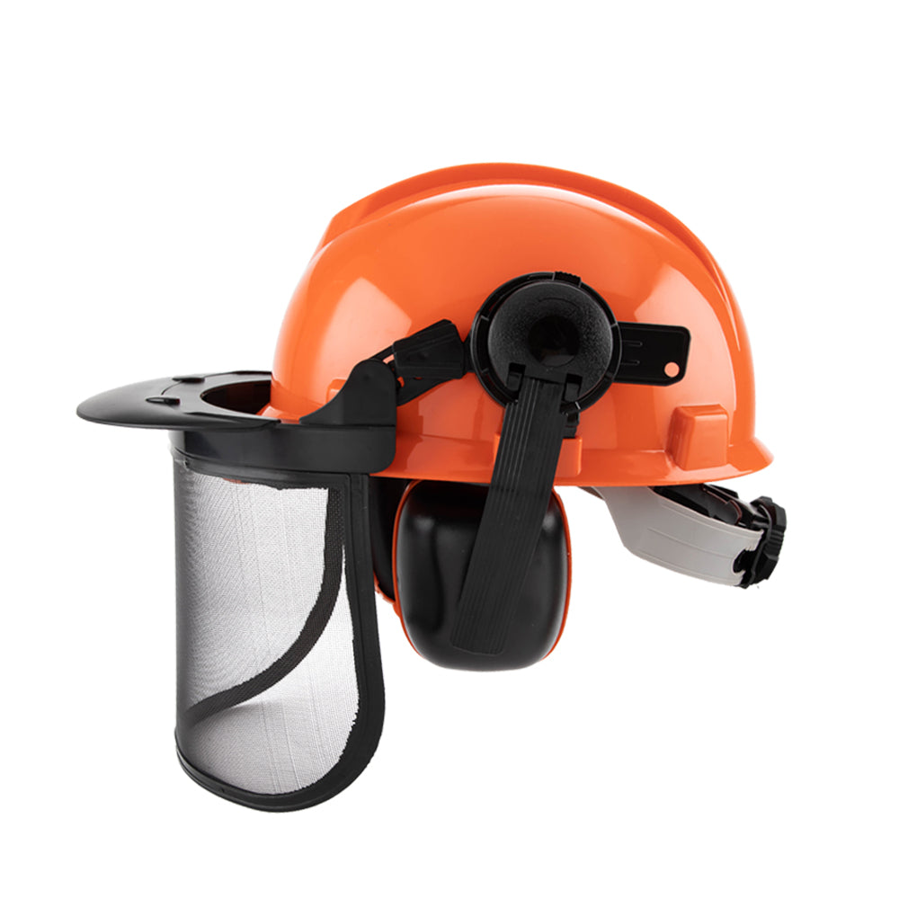 Chainsaw Brushcutter Hard Hat Safety Helmet Face Shield With Visor & Ear Muffs