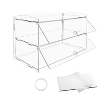 Alston 2-Tier Bakery Display Case Cabinet Pastry Acrylic Cupcake Donuts Cake Pastry Clear Display Cabinet Shelf Transparent Showcase 225x485x330mm