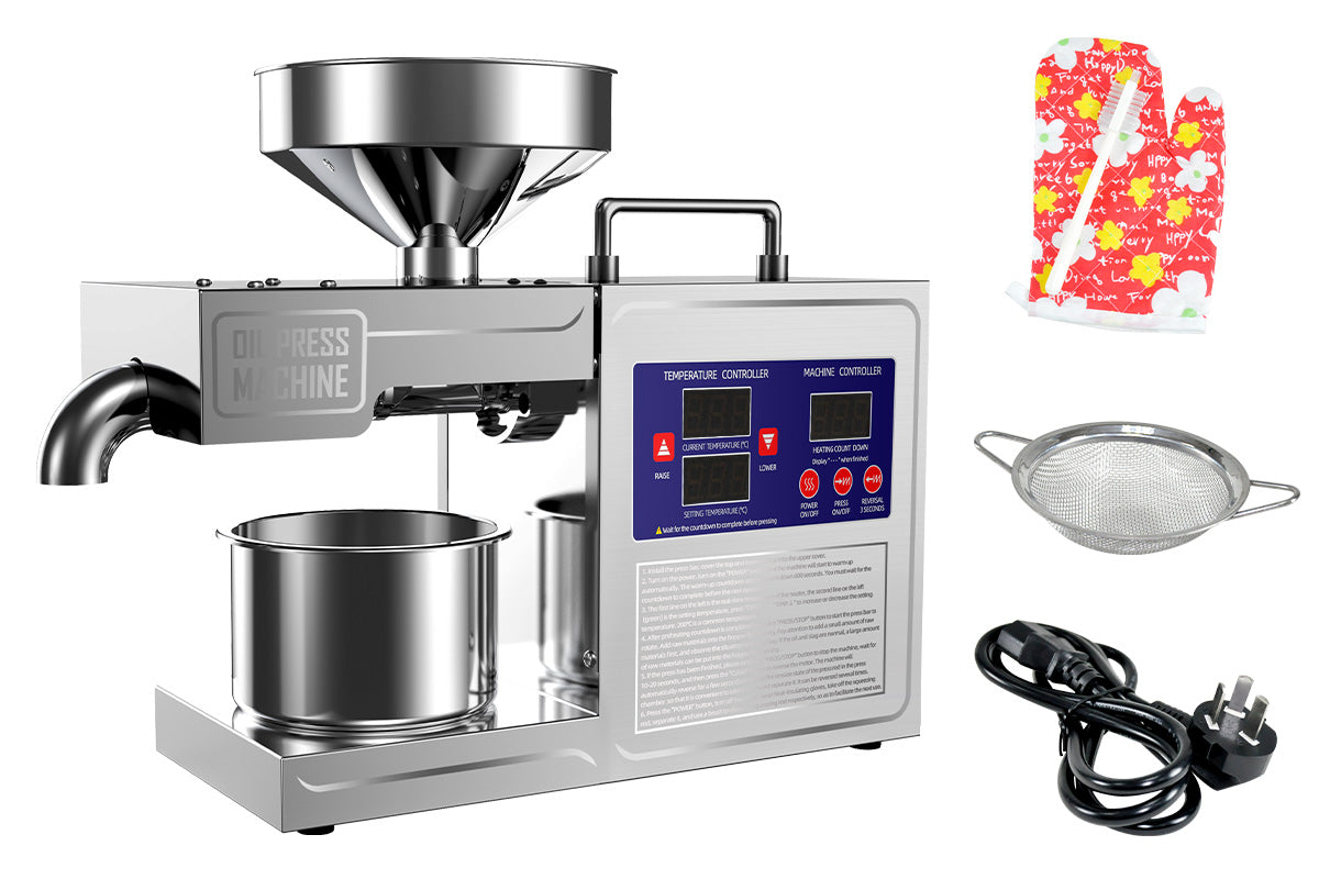 Intelligent Automatic 820W Oil Press Machine Oil Extraction Stainless Steel Oil Expeller Hot and Cold Oil Pressing Direct Current Machine...