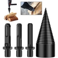 4PCS Firewood Log Splitter Drill Bit,Removable Cones Kindling Wood Splitting Log Bits, Electric Drills Screw Cone Driver Hex+Square+Round-42mm