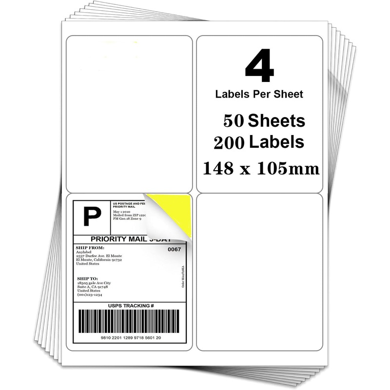 Buy 50 Sheets, 148 x 105mm - Large Printable Labels for Laser/Inkjet ...