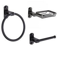 Bathroom Fixtures,Wall Mount Bathroom Toilet Matte Black Space Aluminum Hardware Accessory,Toilet Paper Holder,Towel Ring