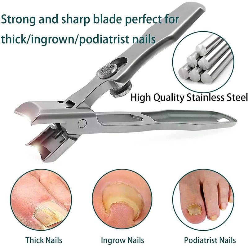 Nail Clippers For Thick Nails - Wide Jaw Opening Oversized Nail Clippers,  Stainless Steel Heavy Duty Toenail Clippers for Men Seniors Elderly