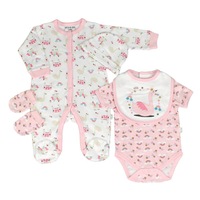 Baby Girls Pink Swan 5 Piece Clothing Net Bag Set