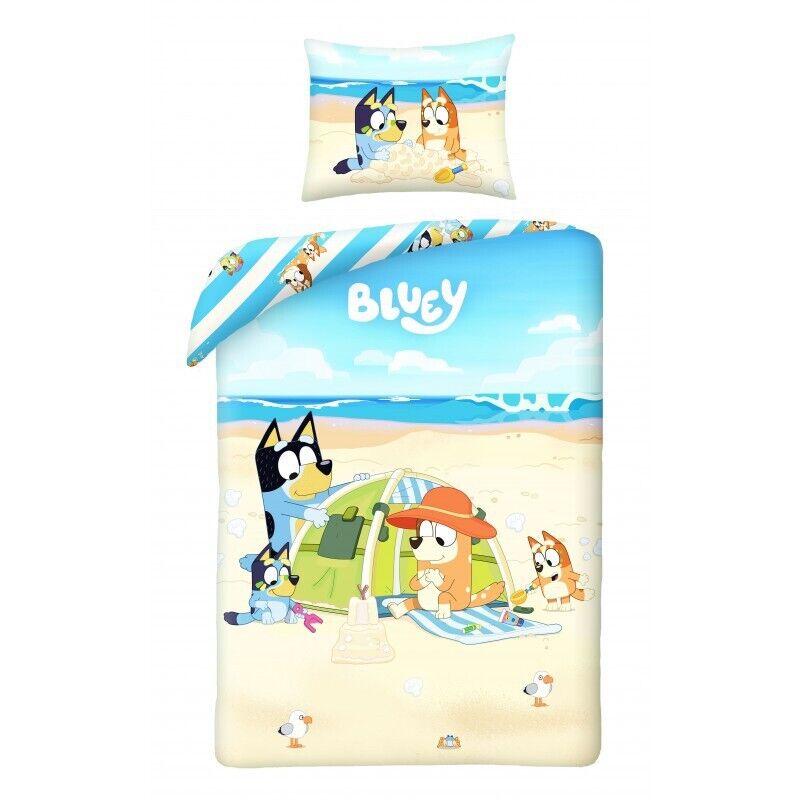 Buy Bluey Family Beach Day Single Bed Quilt Cover Set MyDeal