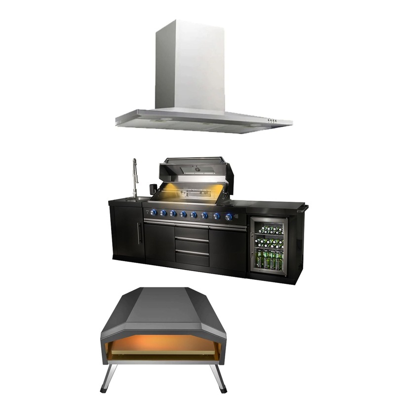 Buy Kingsley 6 Burner Outdoor Kitchen BBQ Package + Canopy + Pizza Oven