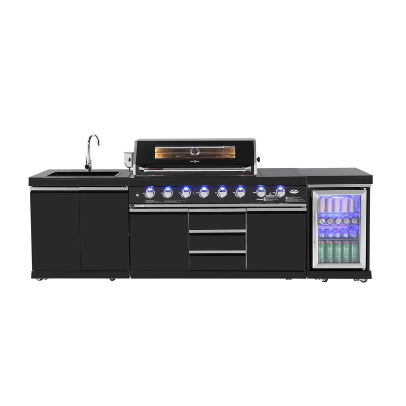 Buy Kingsley 6Burner Outdoor BBQ Kitchen Black Stainless Steel, Stone