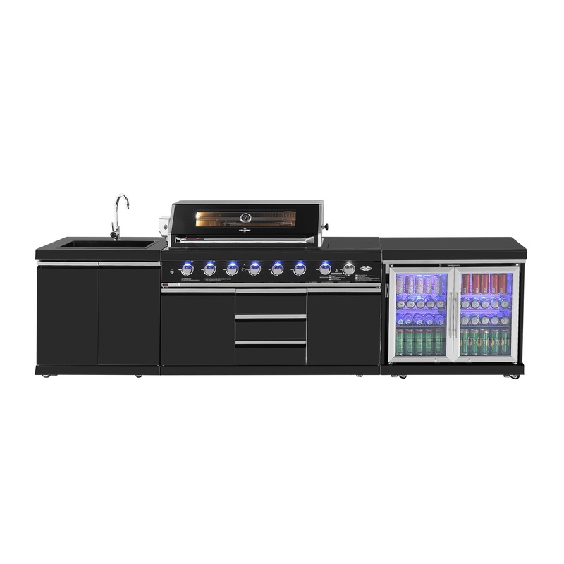 Buy Kingsley 6Burner Outdoor BBQ Kitchen Black Stainless Steel, Stone