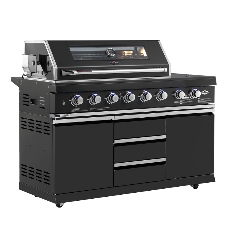 Buy Kingsley 6Burner Outdoor BBQ Kitchen Black Stainless Steel, Stone