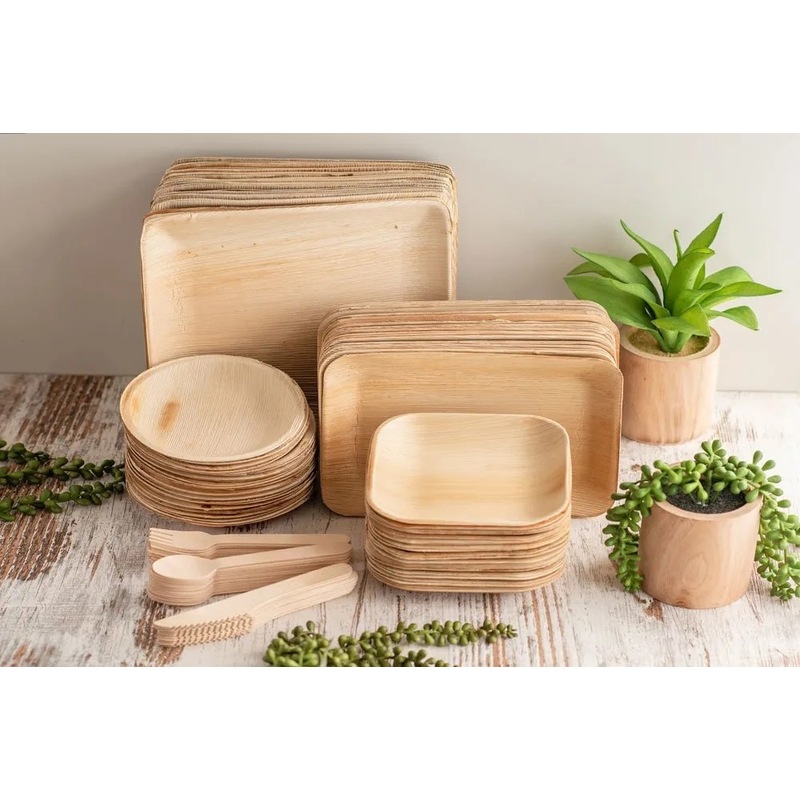 Buy Disposable Bamboo Plate and Cutlery Pack with 200 Items for 25