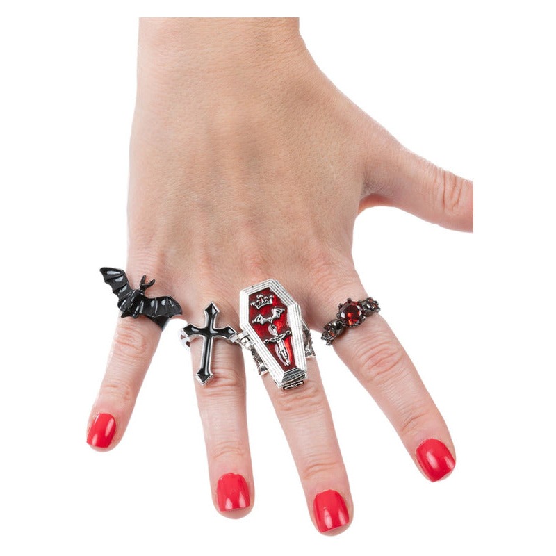 Assorted Gothic Vampire Rings 4Pk