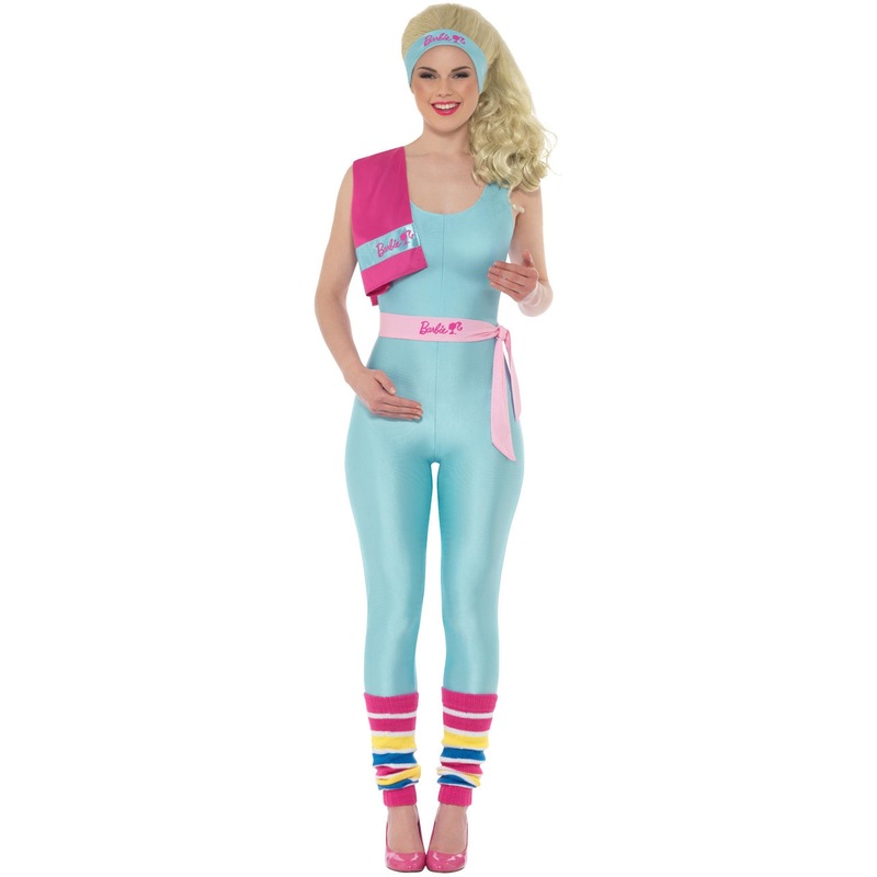 Barbie Costume Fitness Great Shape Workout Adult Blue Jumpsuit Barbie Costume Fitness Great Shape Workout Adult Blue Jumpsuit
