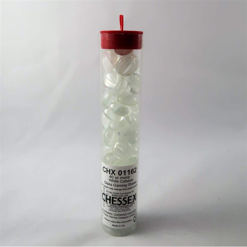 Chessex 01162 White Cats eye Glass Stones Qty 40 or more in 5 inches Tube Chessex 01162 White Cats eye Glass Stones Qty 40 or more in 5 inches Tube