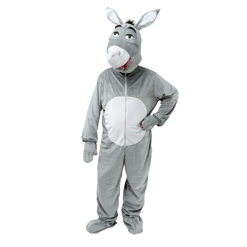Donkey Costume Big Head Adult Grey Mascot Suit