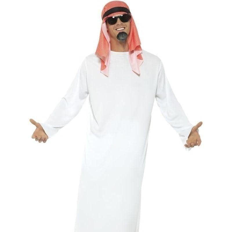 Fake Arab Sheikh Costume Adult White Red Tunic Fake Arab Sheikh Costume Adult White Red Tunic