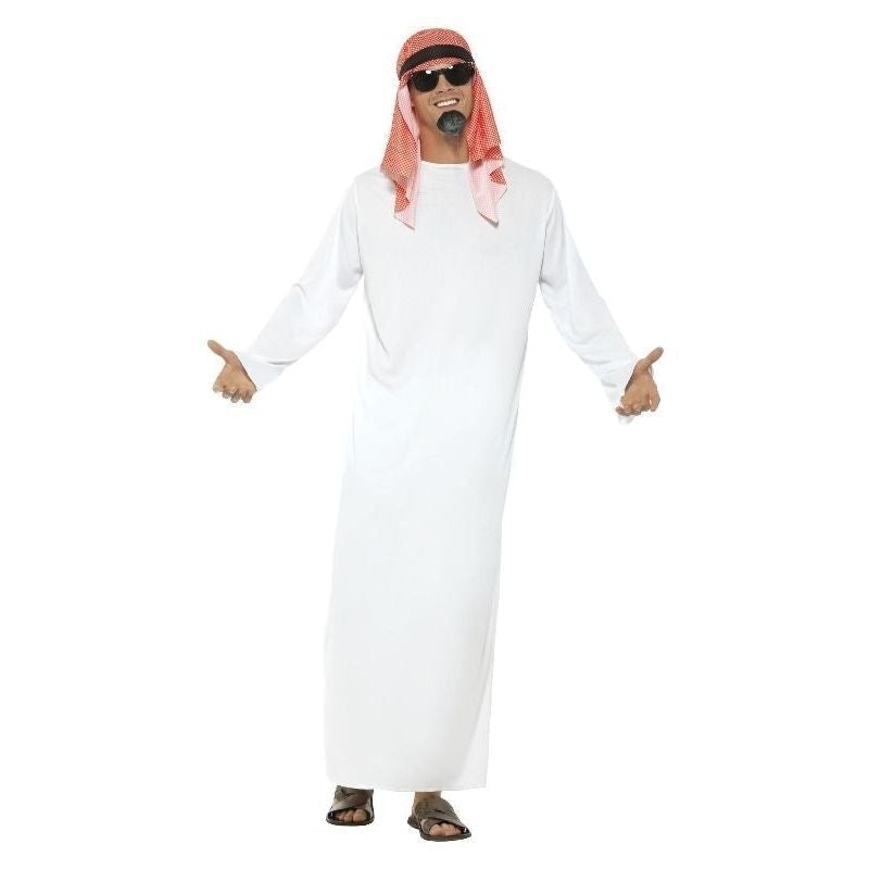 Fake Arab Sheikh Costume Adult White Red Tunic Fake Arab Sheikh Costume Adult White Red Tunic