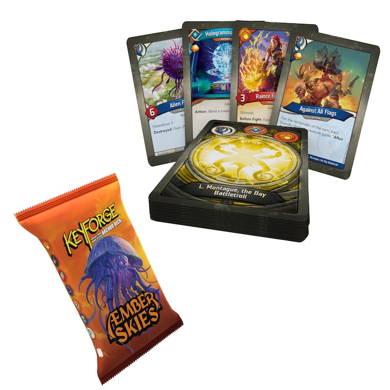 KeyForge: Æmber Skies Display – 12 Decks Featuring House Skyborn, 200 New Cards, Skybeasts, & House Enhancement Bonus, Ages 12+, 2+ Players, 45 Minute Playtime, Made by Ghost Galaxy KeyForge: Æmber Skies Display – 12 Decks Featuring House Skyborn, 200 New Cards, Skybeasts, & House Enhancement Bonus, Ages 12+, 2+ Players, 45 Minute Playtime, Made by Ghost Galaxy