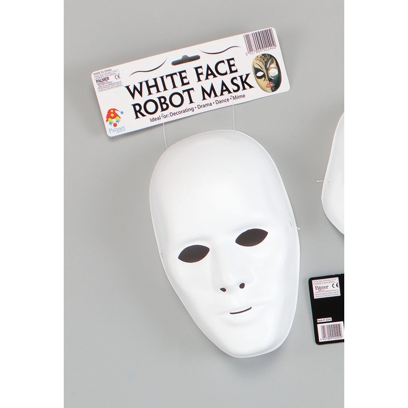Mens Deluxe Male Face Mask White Plastic Masks Cardboard Halloween Costume