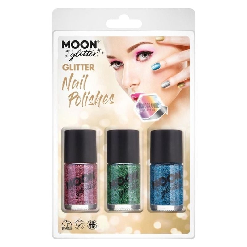 Moon Glitter Holographic Nail Polish Clamshell, 14ml Costume Make Up Moon Glitter Holographic Nail Polish Clamshell, 14ml Costume Make Up