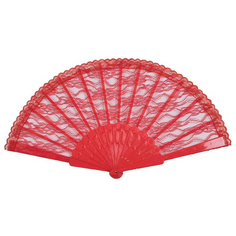 Red Lace Fan 23cm BA2153