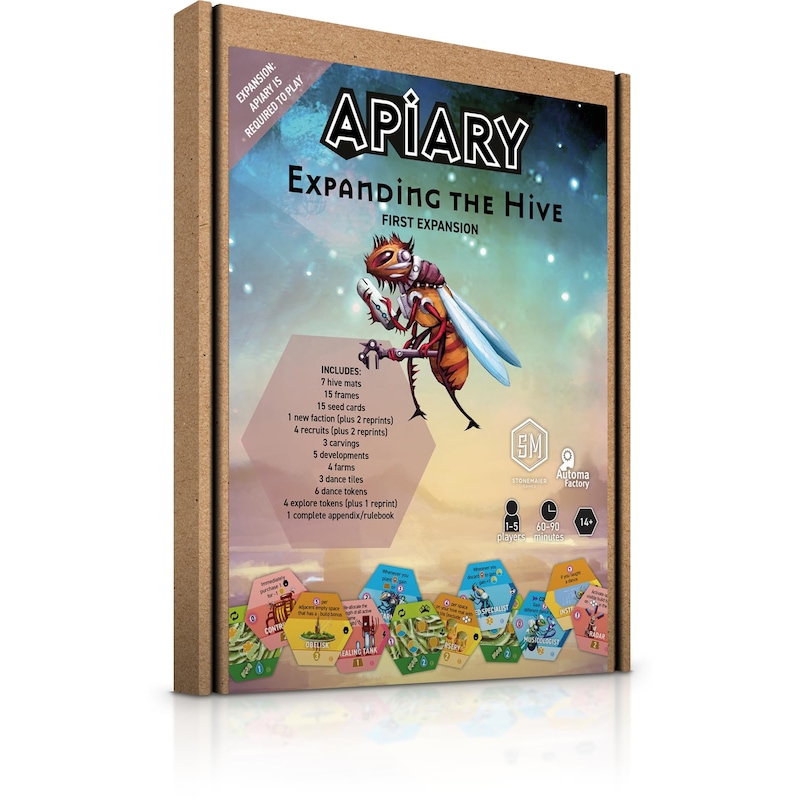 Stonemaier Games: Apiary: Expanding The Hive Expansion | New Unique Frames, Additional Tiles, and More! | Add to Apiary - A Strategy Board Game About Bees in Space | 1-5 Players, 90 Mins, Ages 14+ Stonemaier Games: Apiary: Expanding The Hive Expansion | New Unique Frames, Additional Tiles, and More! | Add to Apiary - A Strategy Board Game About Bees in Space | 1-5 Players, 90 Mins, Ages 14+