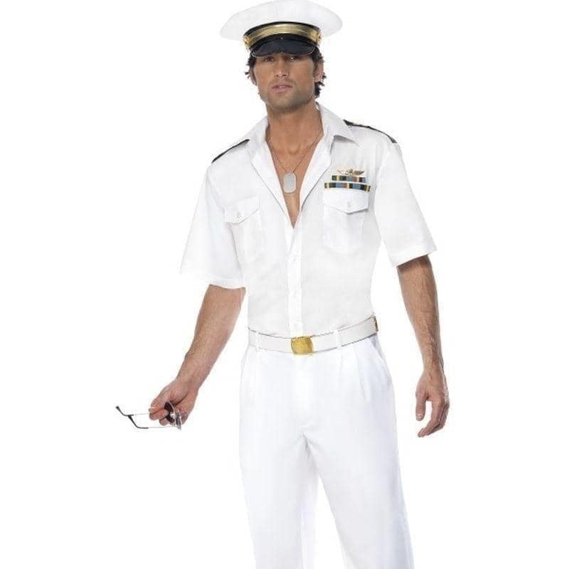 80s Top Gun Captain Costume Adult White 80s Top Gun Captain Costume Adult White