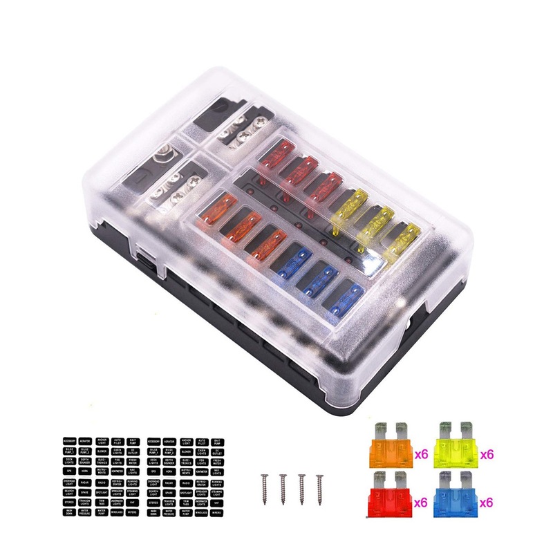 Buy 12 Fuse Block with LED Indicator and 24 fuses, 12 volt, 31pc, 2 x