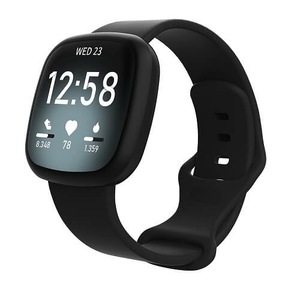 For Fitbit Sense 2 /Fitbit Sense Replacement Band Wristband Silicone Sports Watch (Black-Small Size)