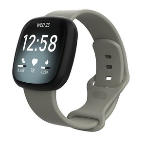 For Fitbit Versa 4 /Versa 3 Replacement Wrist Band Wristband Silicone Sports Watch (Grey-Large Size)