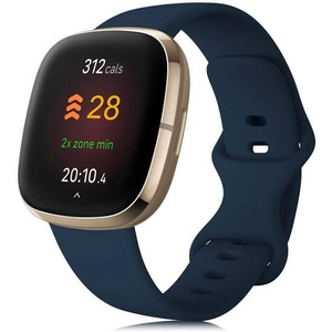 For Fitbit Versa 4 /Versa 3 Replacement Wrist Band Wristband Silicone Sports Watch (Navy Blue-Large Size)