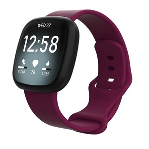 For Fitbit Versa 4 /Versa 3 Replacement Wrist Band Wristband Silicone Sports Watch (Wine Red-Large Size)