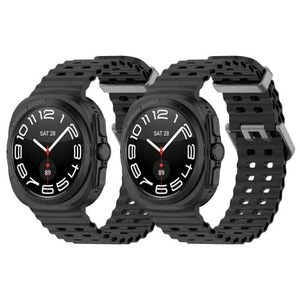 For Samsung Galaxy Watch Ultra 47mm Silicon Sports Wristband (Black+Black)