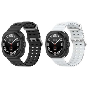 For Samsung Galaxy Watch Ultra 47mm Silicon Sports Wristband (Black + White)