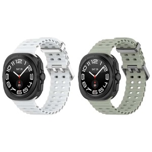 For Samsung Galaxy Watch Ultra 47mm Silicon Sports Wristband (Cream +White)
