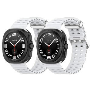 For Samsung Galaxy Watch Ultra 47mm Silicon Sports Wristband (White+ White)