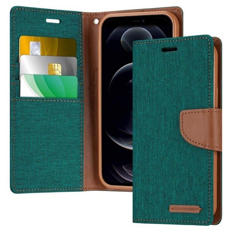 Buy Goospery Canvas Apple iPhone 12 pro Max Wallet Leather Case Denim