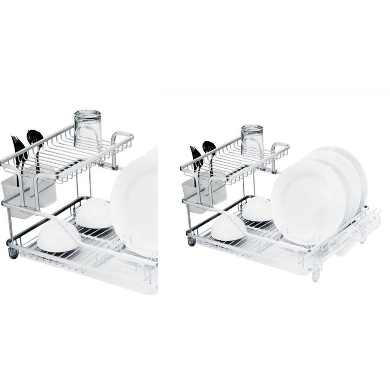 Buy Aluminium Dish Drying Rack and Cutlery Stand 2 Tier with Removable