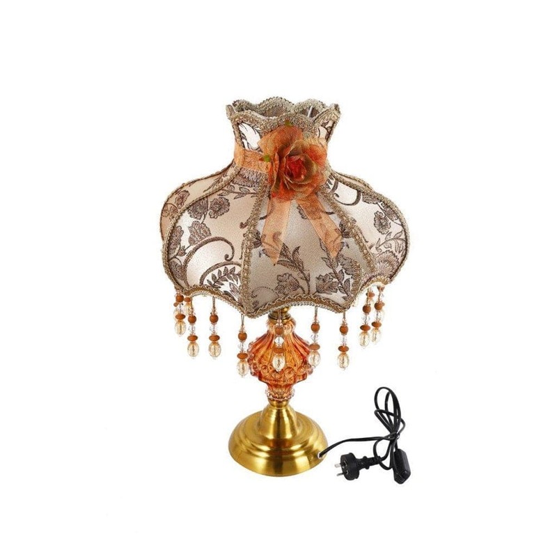 Buy Antique Bedroom Table Night Lamp Rose Gold Floral Shade 57 cm MyDeal