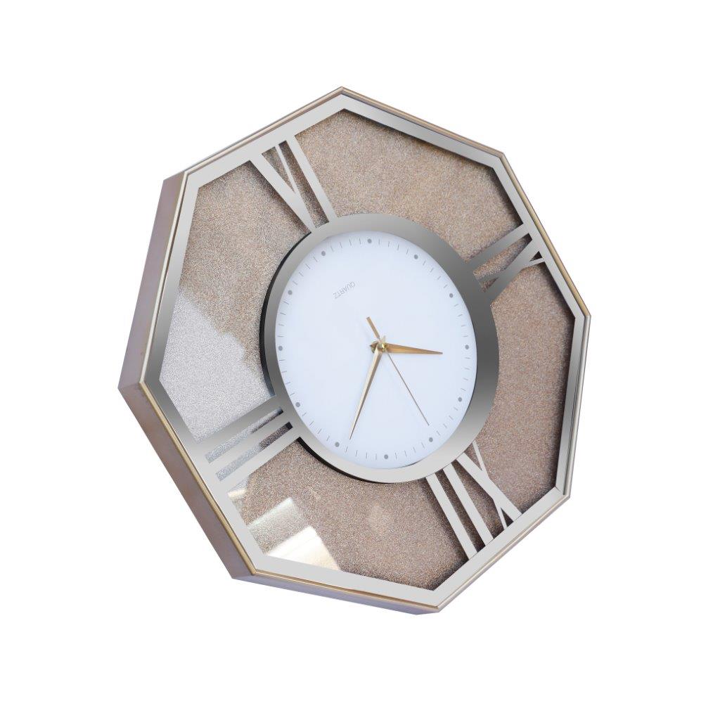 Buy Decorative Hexagonal Shape Golden Glitter Design Analog Deco Wall ...