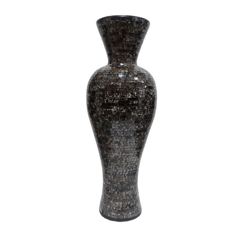 Buy Decorative Teracotta Glass Tiles Dark Grey Mosaic Floor Vase 80 cm