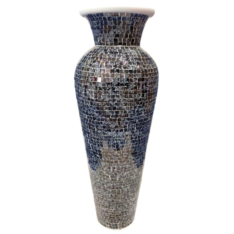 Buy Decorative Teracotta Glass Tiles Mystic Grey Mosaic Floor Vase 100