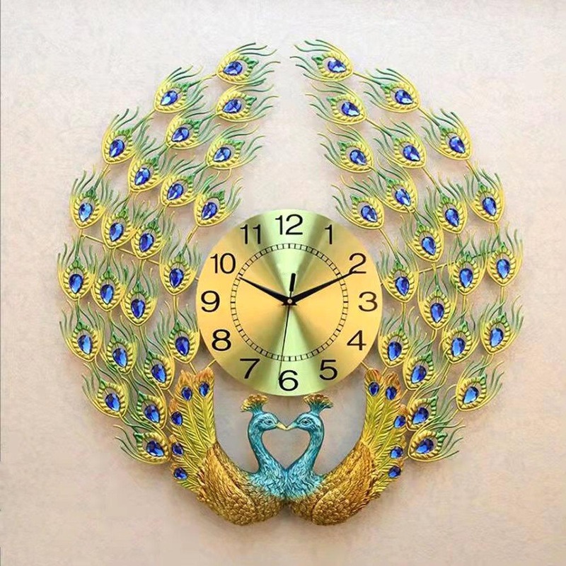 Buy European Wall Style Metal Peacock Home Decorative Clock Wall Art 60*60 cm MyDeal