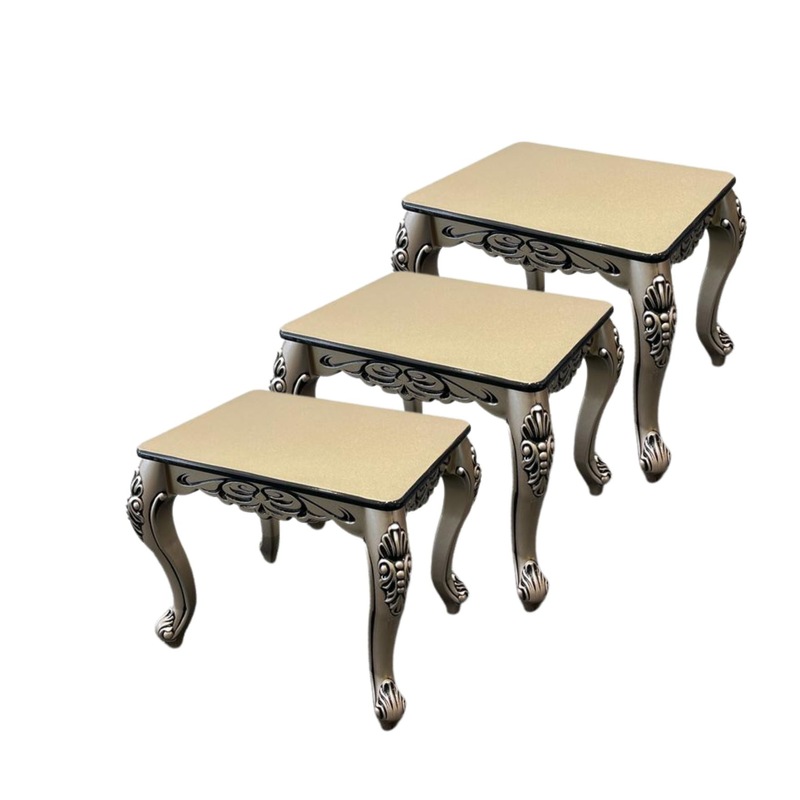 Buy Klasik Gold Rectangular Nesting Table Set of 3 Tables 34*38/ 52/48/70*58 cm width 45 cm MyDeal