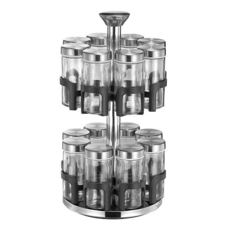 Buy Revolving Spice Rack Spice and Herb Carousel Set of 16 Pcs 90 ml ...