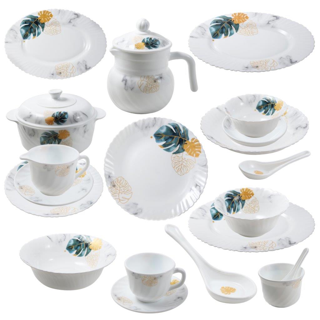 Buy Royal Floral Pattern White Opal Glass Dinnerware Set of 72 pcs with ...