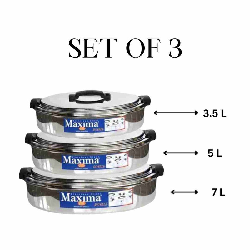 Buy Stainless Steel Maxima Hot Pot Royale Food Warmer Oval 3 Pcs Set