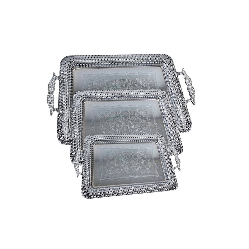 Buy Stainless Steel Serving Trays 3Pcs MyDeal