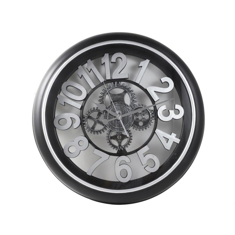 Buy Modern 3d Skeleton Metallic SIlver Black Display Wall Clock 50.8*50